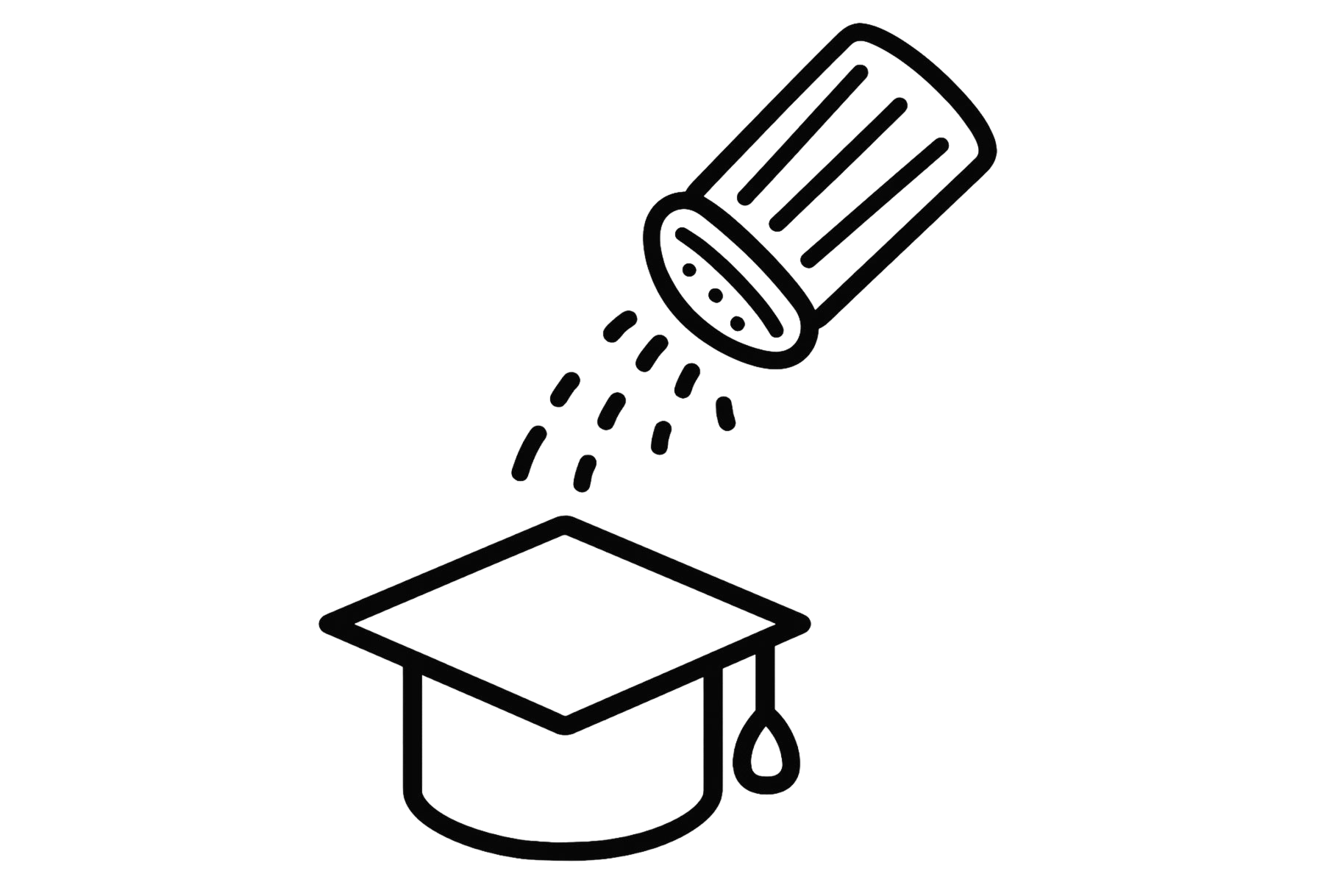 drawing of a salt shaker pouring salt onto a graduation cap drawing of a salt shaker pouring salt onto a graduation cap